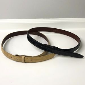 BKC Lot of 2 Black/Yellow Exotic Skin Belts Sz2